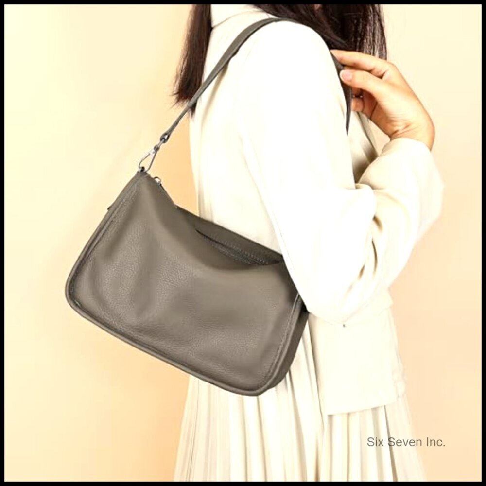 Genuine Leather Crossbody Bag Lightweight Hobo Purse Adjustable Strap Elegant - Picture 2 of 7